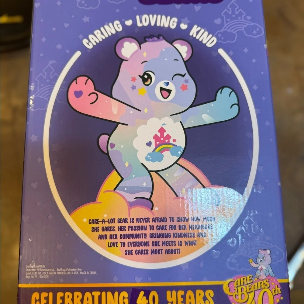 Care Bears Purple Shimmer Care-A-Lot Bear Plush 40th Special Collectors Edition